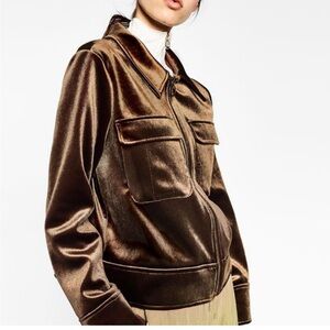 Zara bronze velvet zipped jacket